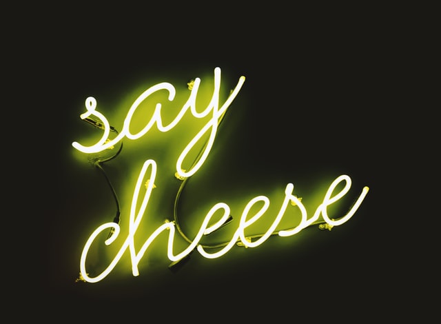 neon sign - say cheese